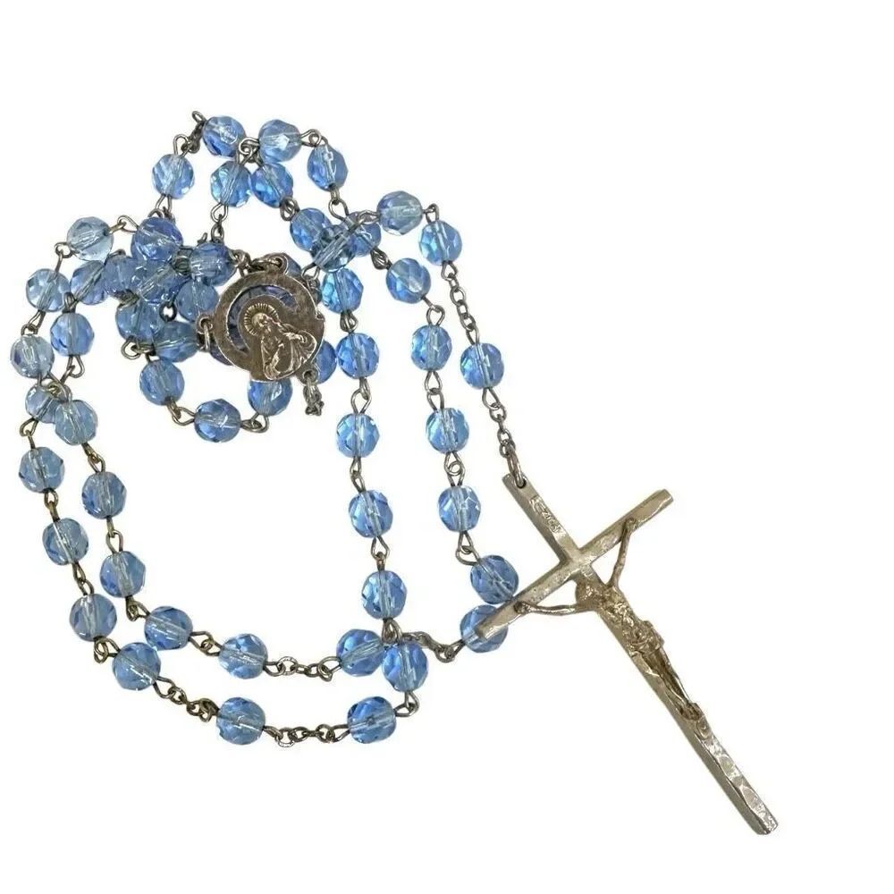 Blue beaded rosary